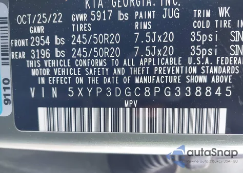 2023 Kia Telluride Ex X-Line из США, поврежденный, VIN 5XYP3DGC8PG338845